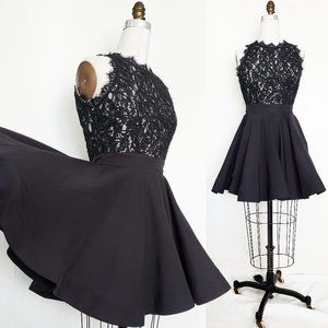 Luxxel Womens Black Top Lace Circle Skirt Cocktail Dress S